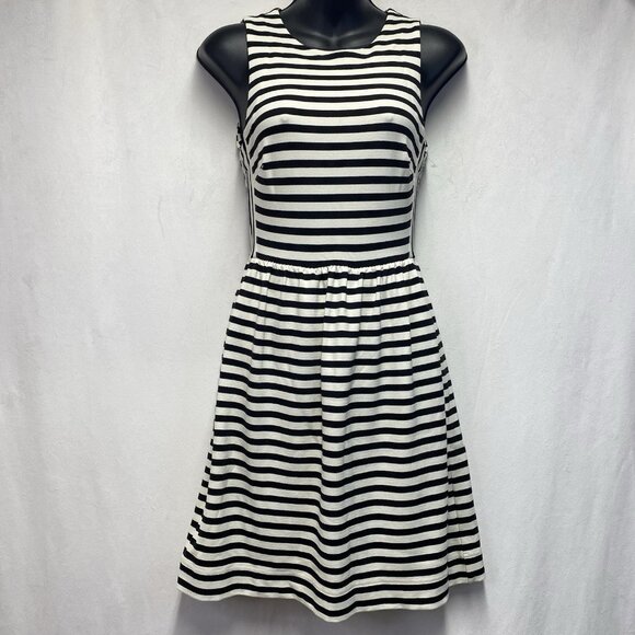 Madewell Dresses & Skirts - Madewell Afternoon Stripe Sleeveless A-Line Dress Women XS Black-White Back Zip